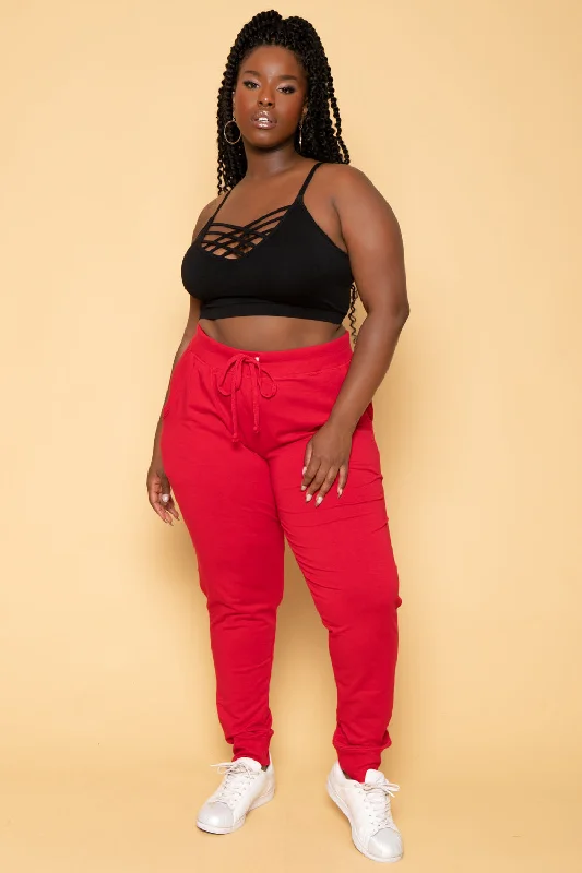 Plus Size Sweat Jogger - Red