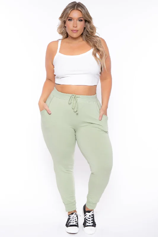 Plus Size Sweat Jogger - Sage