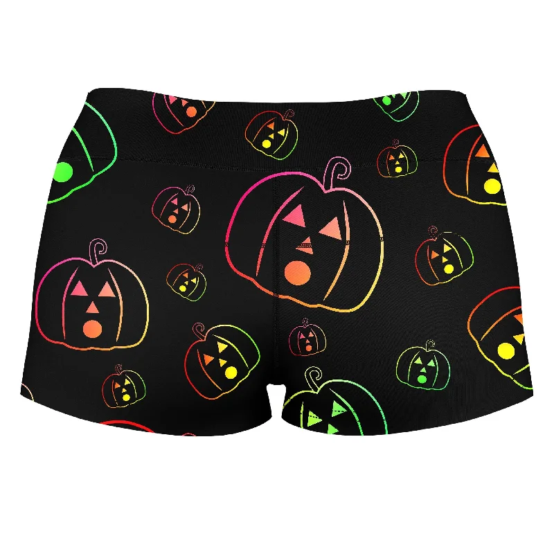 psychedelic-pumpkins-high-waisted-womens-shorts