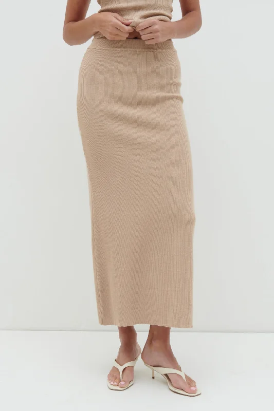 Reese Midaxi Knit Skirt - Beige