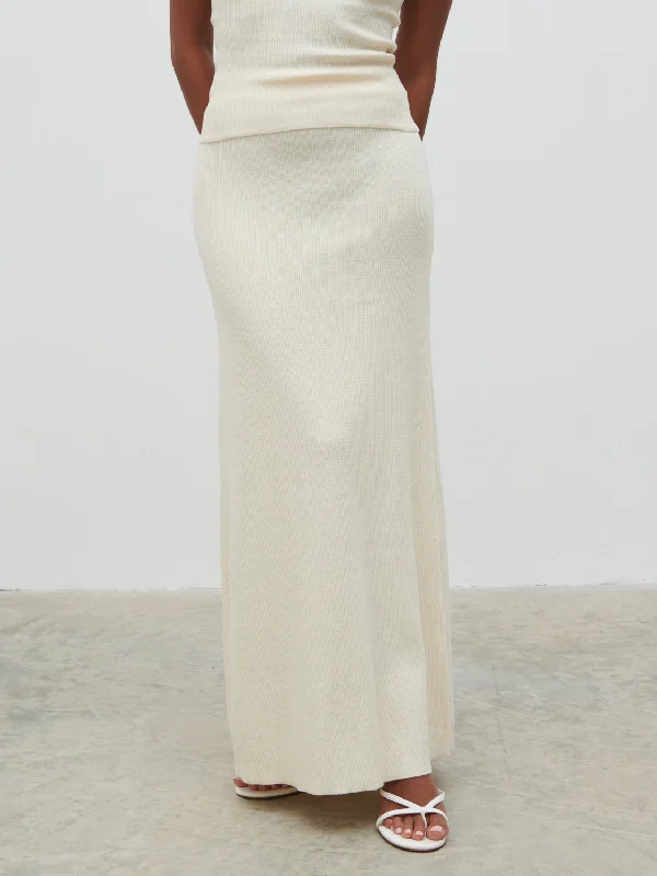 Reese Midaxi Knit Skirt - Cream