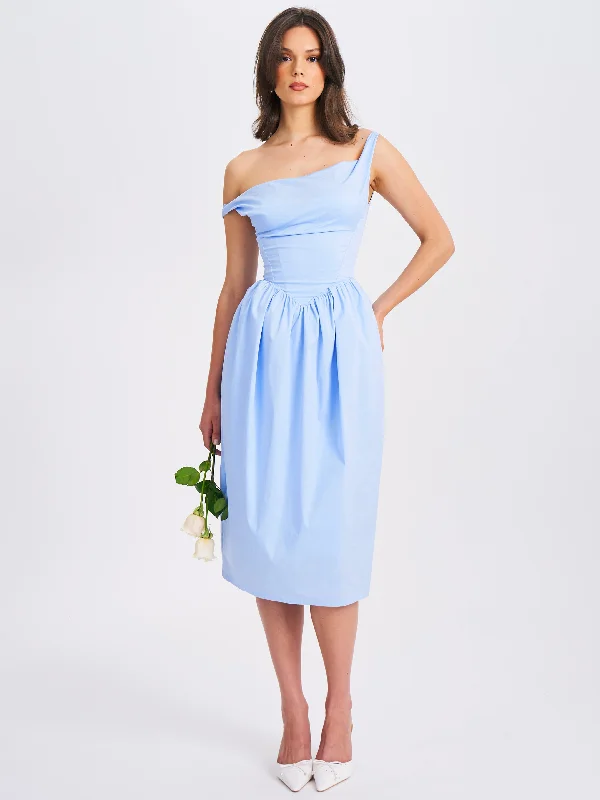 reina-blue-drop-waist-corset-midi-dress