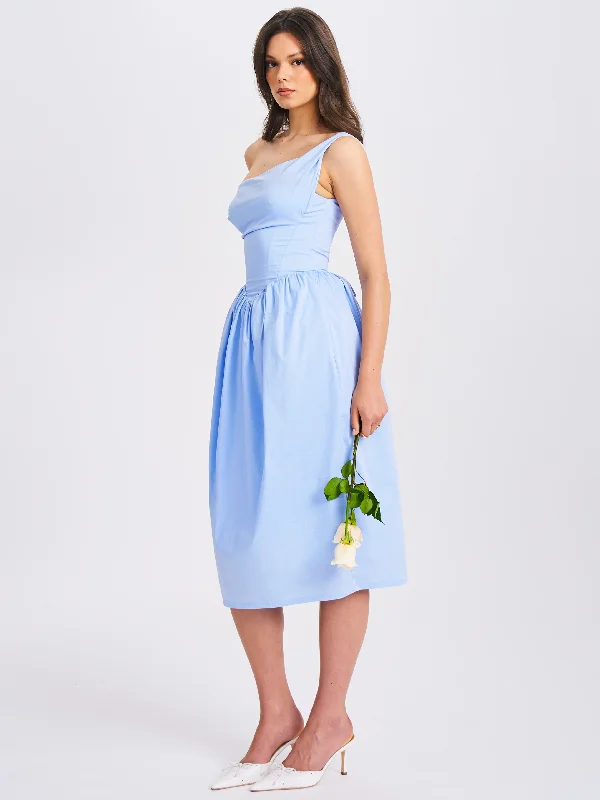 reina-blue-drop-waist-corset-midi-dress