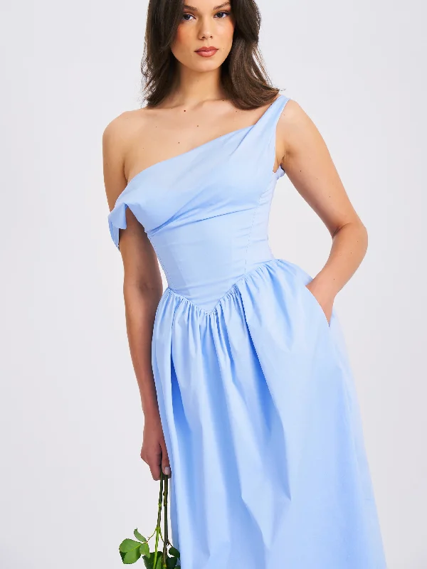 reina-blue-drop-waist-corset-midi-dress