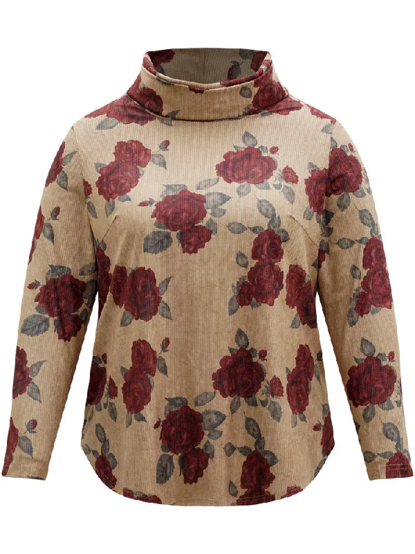 rose-print-textured-turtleneck-t-shirt