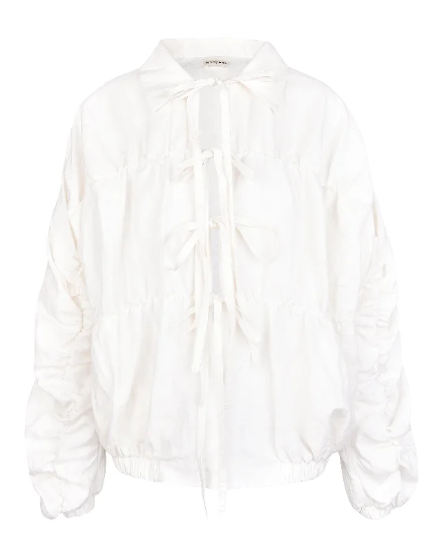 Ruche Tie Jacket - White