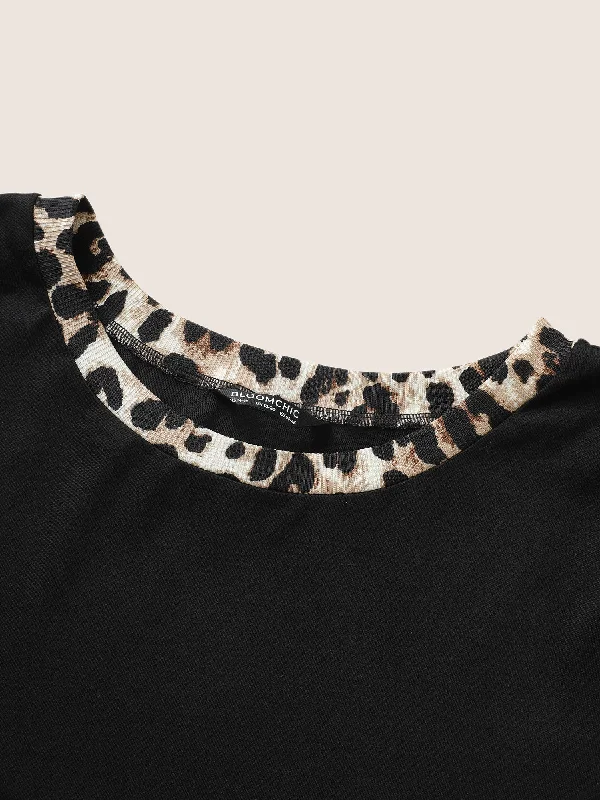 round-neck-leopard-print-patchwork-t-shirt