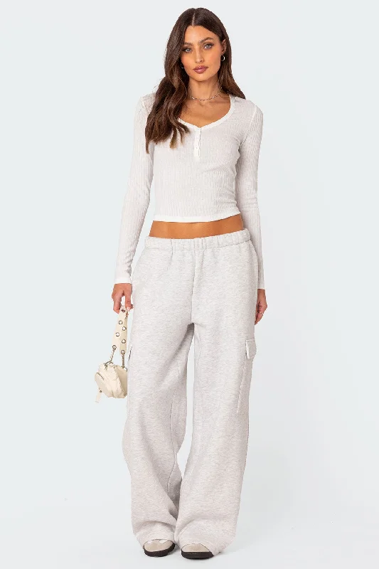 Wide Leg Cargo Sweatpants