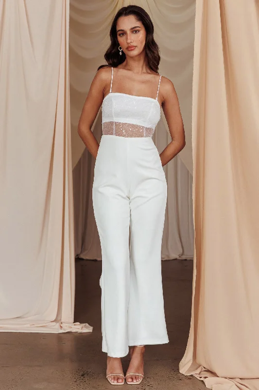 Sabina Sequin Bodice Jumpsuit White