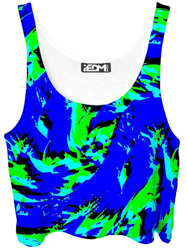 Sea Splatter Rave Graffiti Crop Top