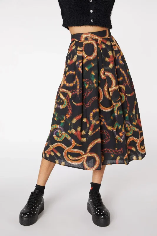 serpent-print-pleated-skirt