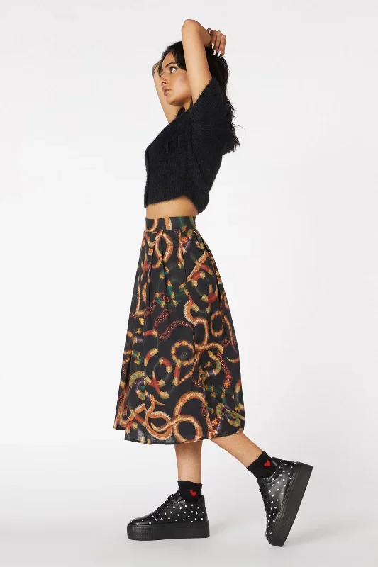 serpent-print-pleated-skirt