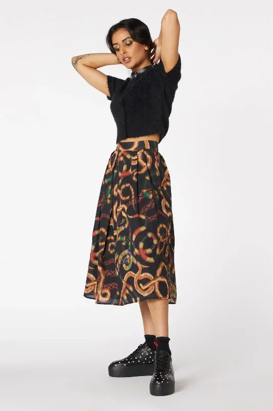 serpent-print-pleated-skirt