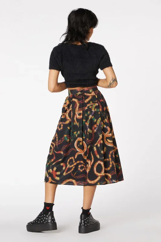 serpent-print-pleated-skirt