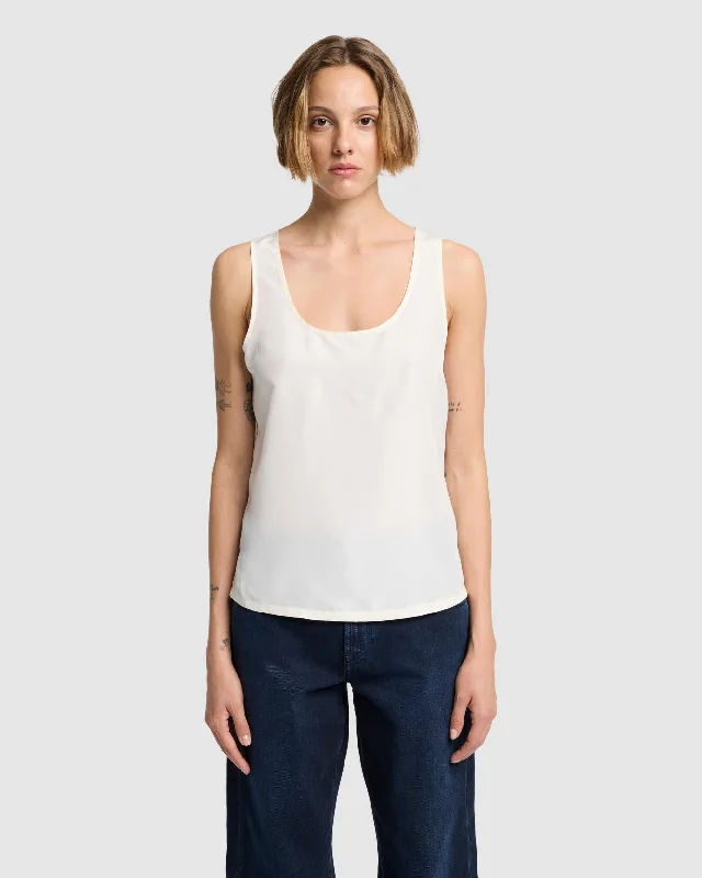 Silk Relaxed Tank in Vintage White