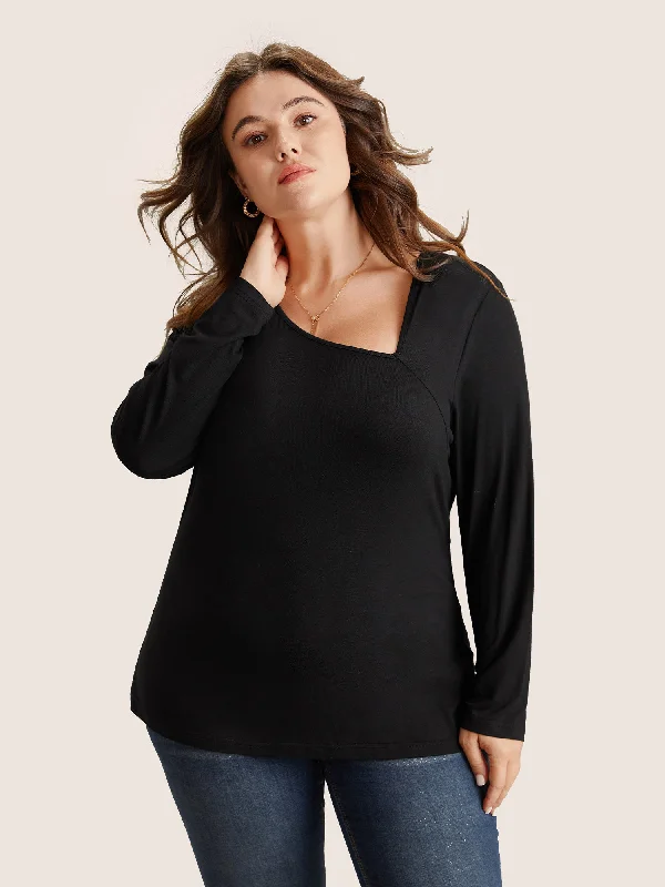 solid-asymmetrical-neck-knit-t-shirt