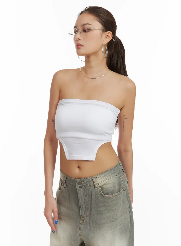 Solid Asymmetrical Tube Top CY431