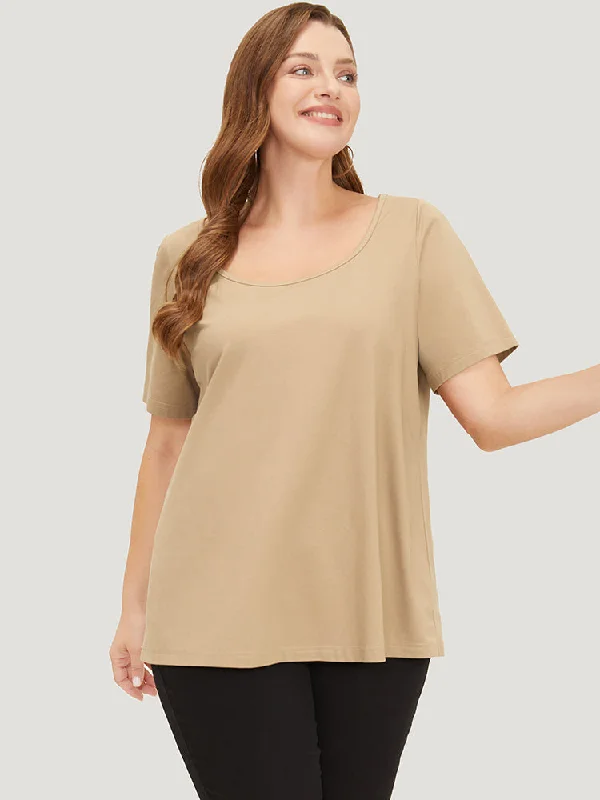 solid-scoop-neck-slightly-stretchy-regular-t-shirt