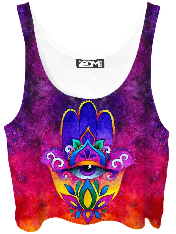 Sunset Hamsa Crop Tops