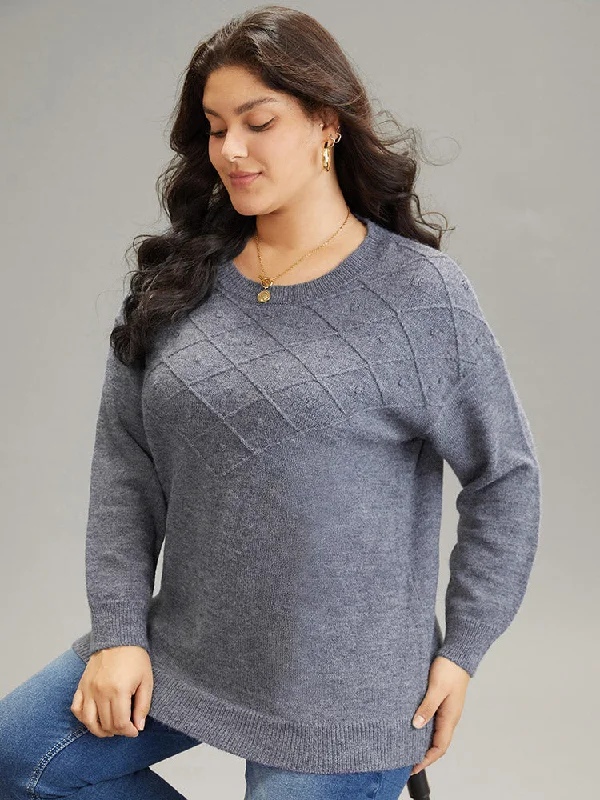 Supersoft Essentials Textured Crew Neck Drop Shoulder Pullover