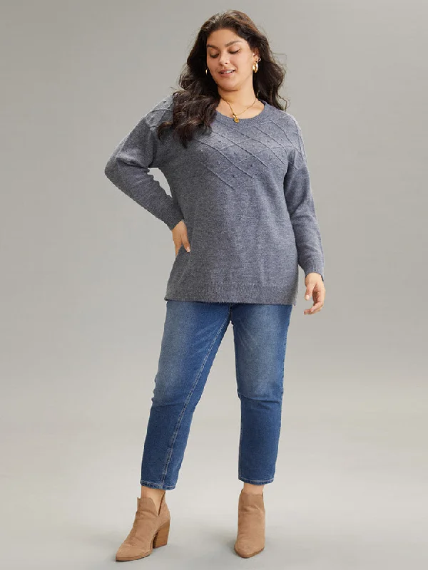 supersoft-essentials-solid-textured-crew-neck-drop-shoulder-pullover