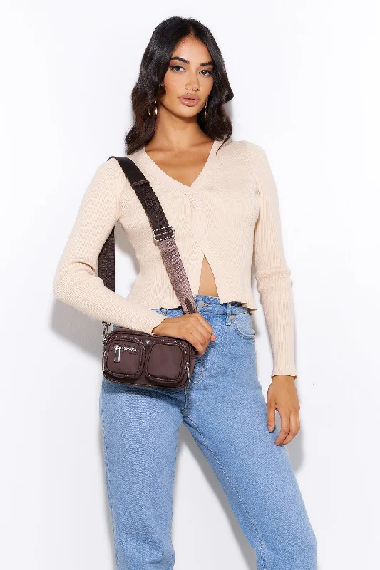 Take Off Ribbed Top Beige