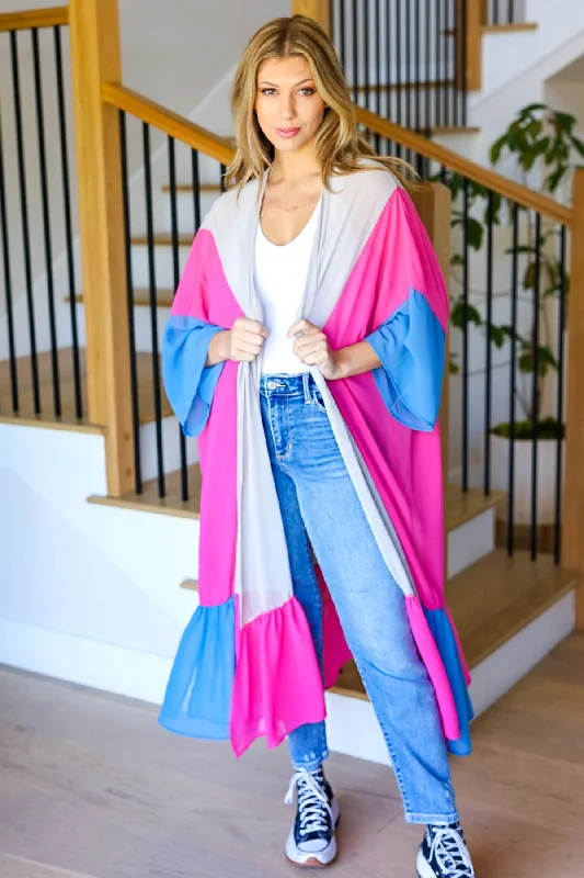 taupe-fuchsia-color-block-ruffle-hem-kimono