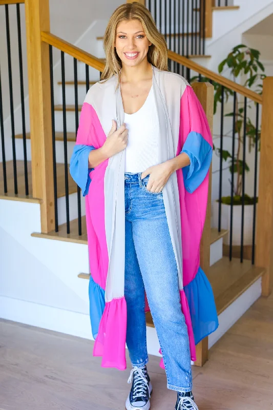 taupe-fuchsia-color-block-ruffle-hem-kimono