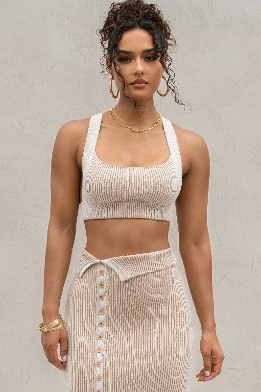 Taupe/White Jodie Ribbed Top