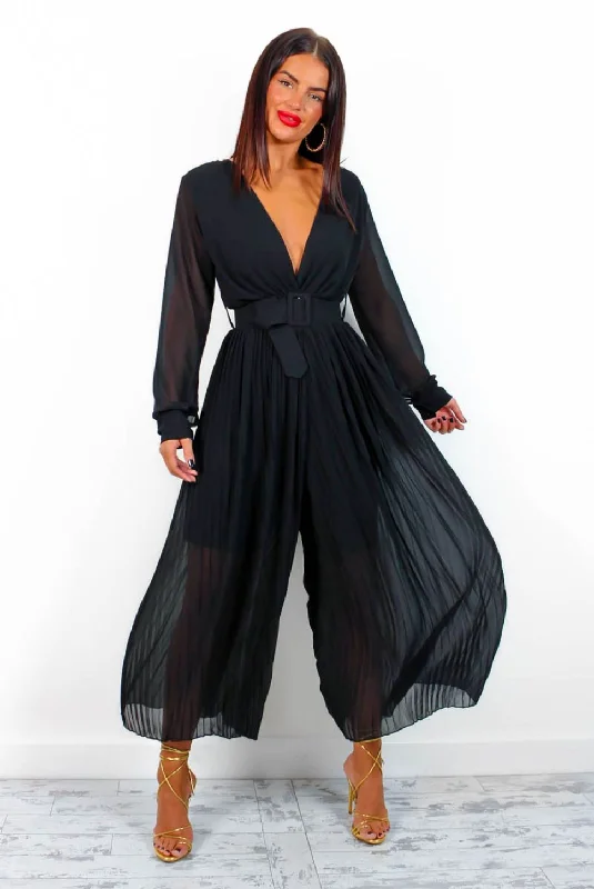 The Pleat Is On - Black Pleated Jumpsuit