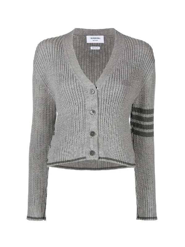 Merino Wool 4-Bar Cropped Cardigan