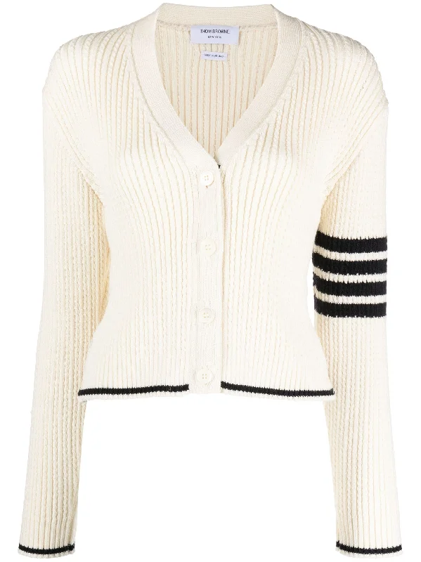 Merino Wool 4-Bar Cropped Cardigan