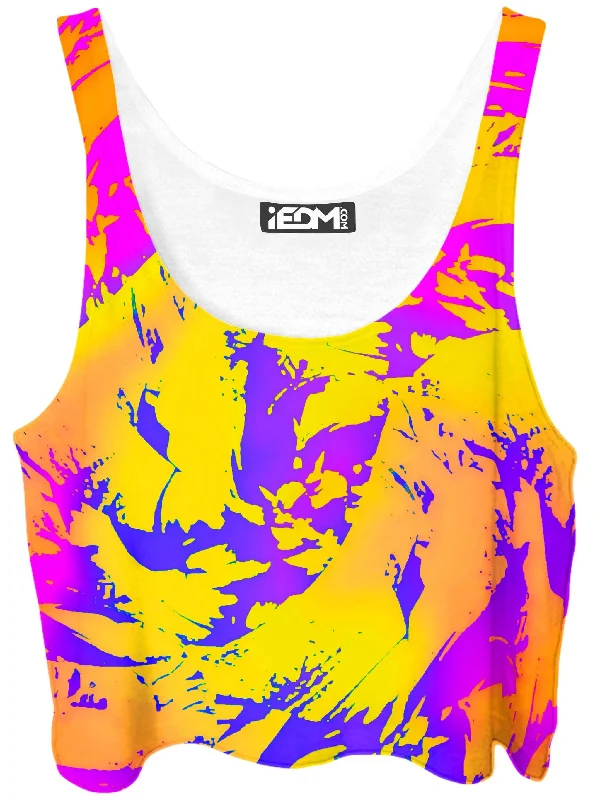 Tropical Ombre Paint Splatter Graffiti Crop Top