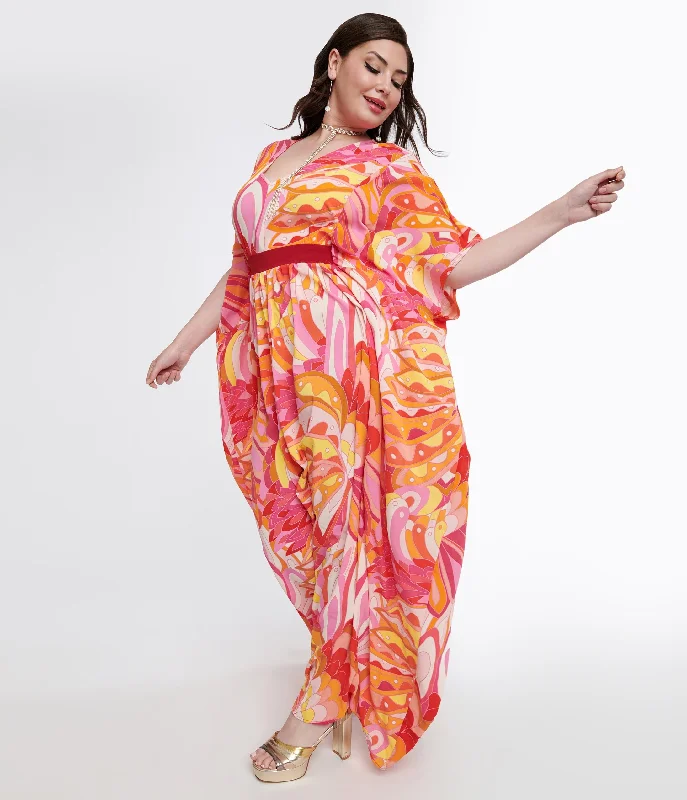 unique-vintage-plus-size-1970s-pink-orange-psychedelic-print-caftan-jumpsuit