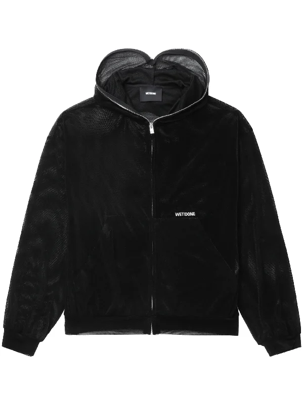 Black Embroidered Full Zip-Up Blouson