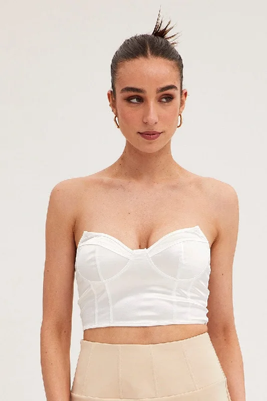 White Plain Corset Top