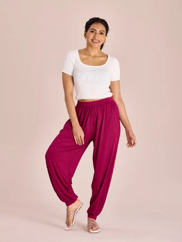 Women Solid Medium Violet Harem Pants