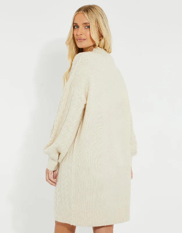 womens-cream-mid-length-balloon-sleeve-cable-knit-ladies-jumper-dress-tbli06386a