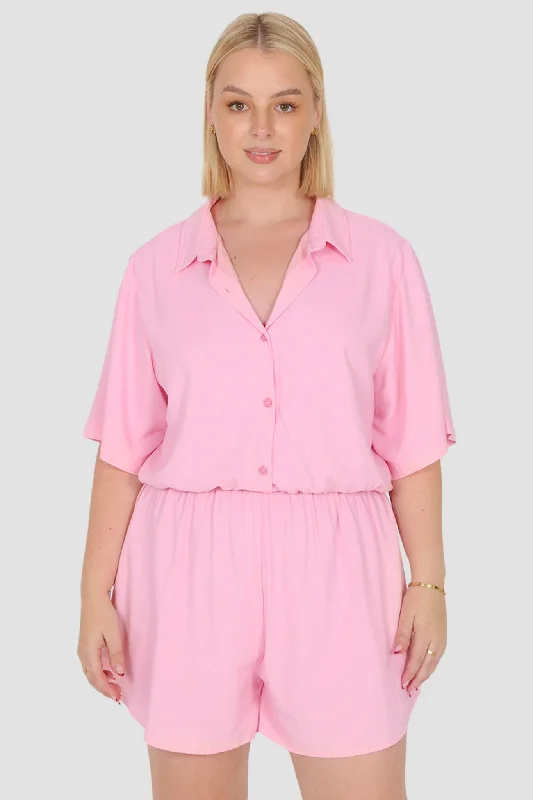 ZEPHYR LINEN PLAYSUIT PINK