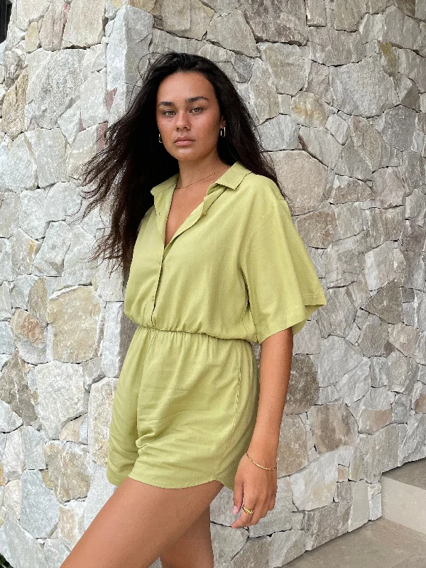 ZEPHYR LINEN PLAYSUIT PISTACHIO